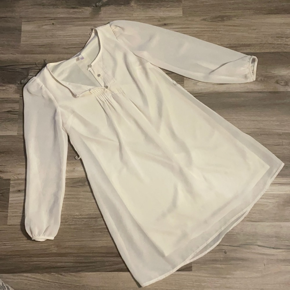 Cream Boho Peasant Blouse Dress